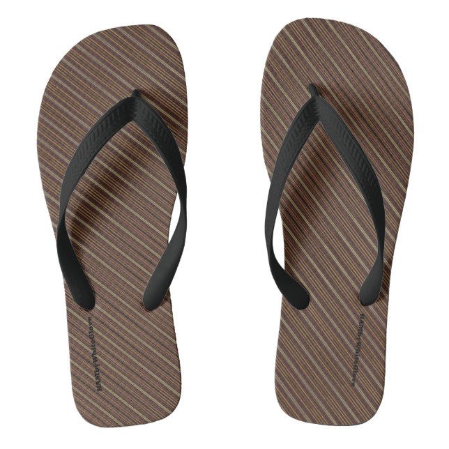 HAMbyWG - Mens Flip-Flops Brown Beige Diagonal Flip Flops (Footbed)