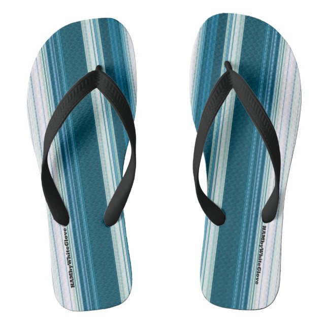 HAMbyWG - Mens Flip-Flops  Teal & White Flip Flops (Footbed)