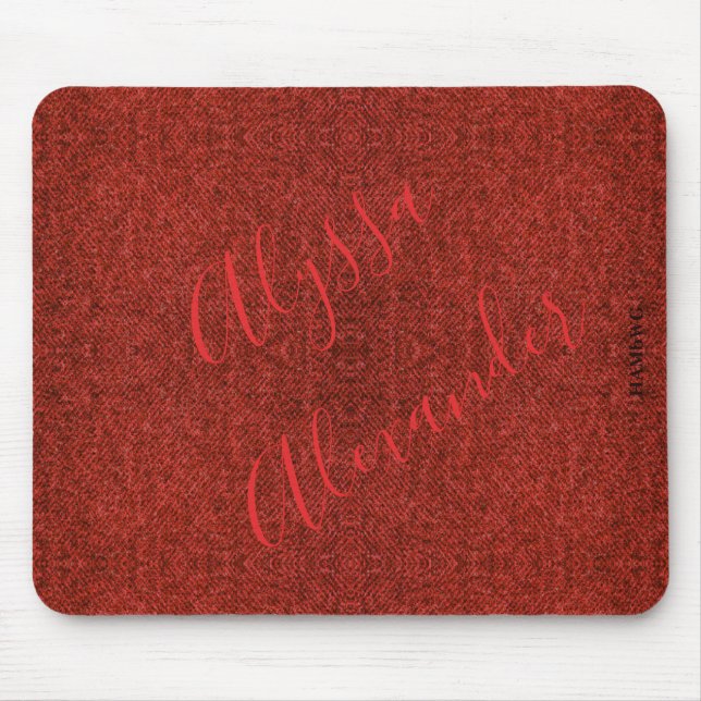 HAMbyWG - Mouse Pad - Denim Image - Red (Front)