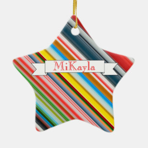 HAMbyWG - Multi - Colour Candy Cane Inspired Ceramic Tree Decoration