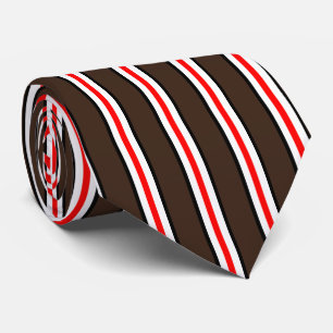 HAMbyWG - Neck Tie Brown w  White Red Black Stripe