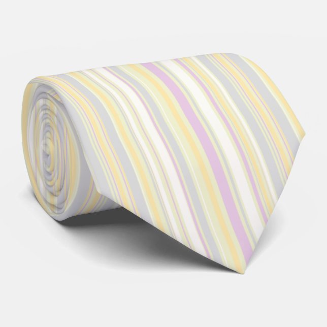 HAMbyWG - Neck Tie - Pale Yellow/Grey/Lilac/White (Rolled)