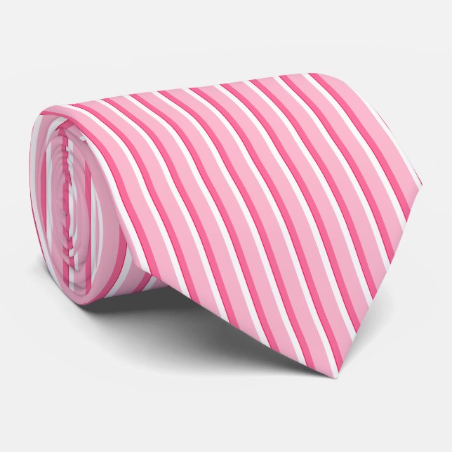HAMbyWG - Neck Tie - Pink Stripes & White (Rolled)