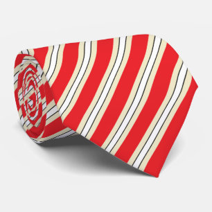 HAMbyWG - Neck Tie Red/Beige/White Vert. Stripe