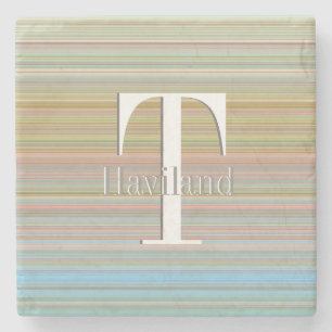 HAMbyWG Pastel lines Stone Coaster
