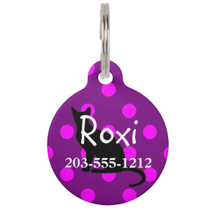 HAMbyWG - Pet Name Tag - Cat Graphic w Polka Dots