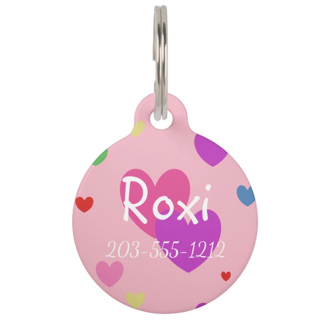 HAMbyWG - Pet Name Tag - Multi-Colour Hearts (Front)