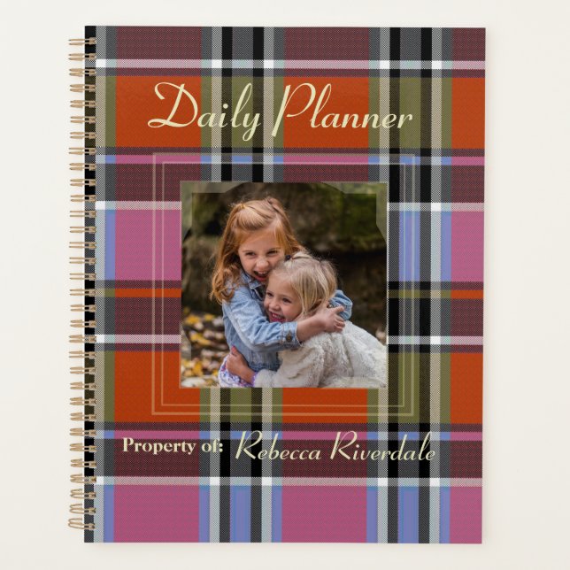 HAMbyWG - Photo Daily Planner - Orange Pink Plaid (Front)