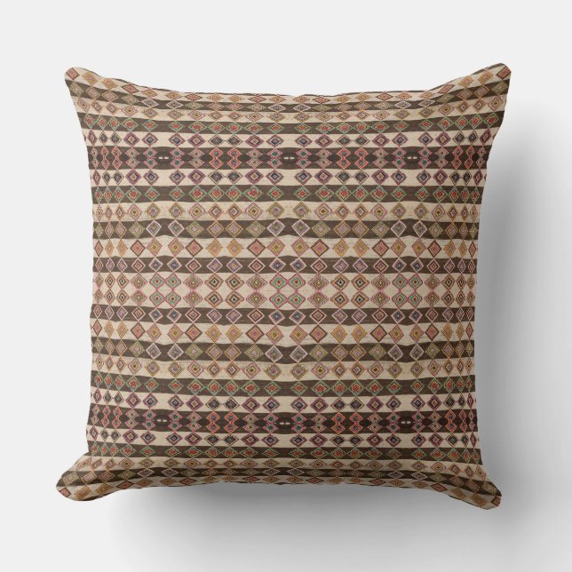 HAMbyWG - Pillow 20" Tribal Brown/Beige Bead Look (Front)