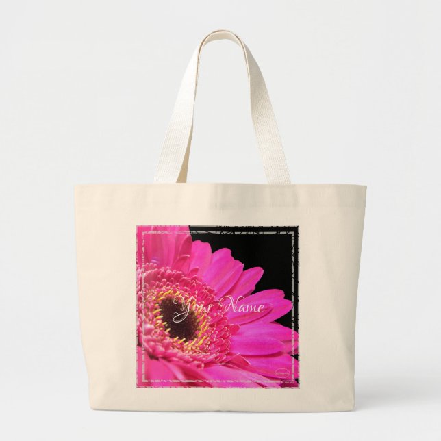 HAMbyWG - Pink Gerber Daisy Large Tote Bag (Front)