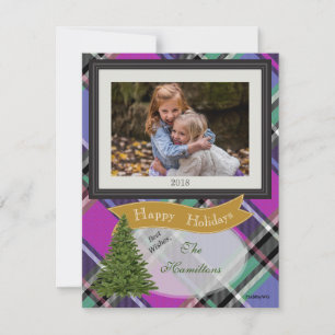 HAMbyWG Plaid with Matte & Black Frame Photo Image Holiday Card