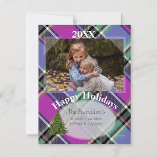HAMbyWG Plaid with Matte & Black Frame Photo Image Holiday Card