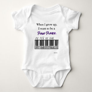 HAMbyWG - Romper, T-shirt, Snap T -  Piano Player Baby Bodysuit