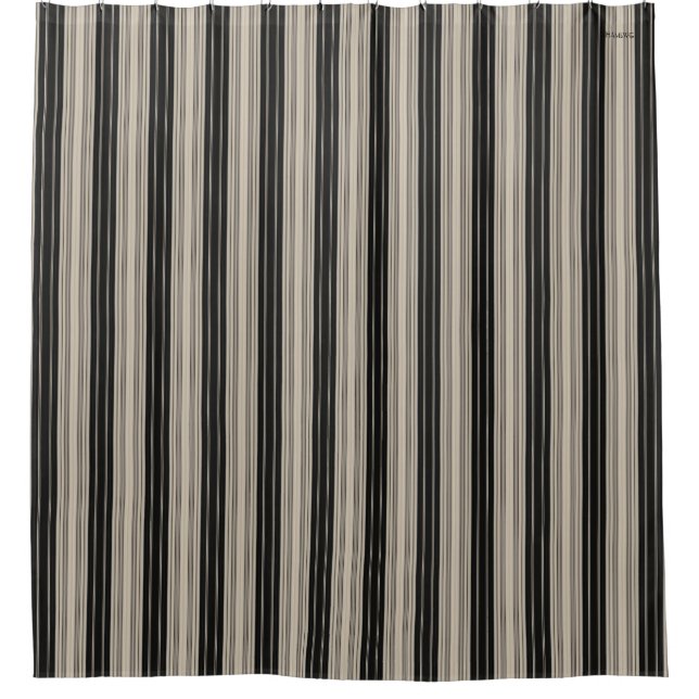 HAMbyWG - Shower Curtain - Beige and Black Stripe (Front)