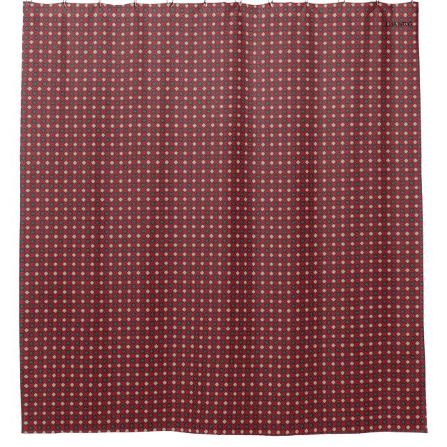 HAMbyWG - Shower Curtain -Red, Grey & Creme (Front)