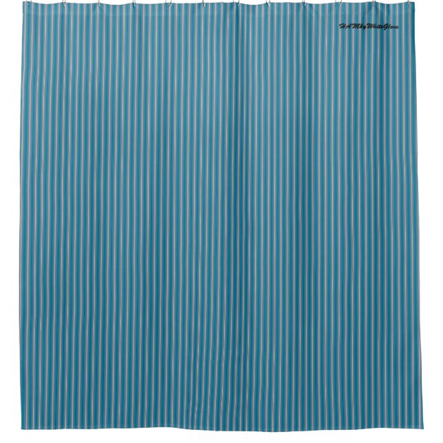 HAMbyWG - Shower Curtain - Stripe Aqua and Grey (Front)