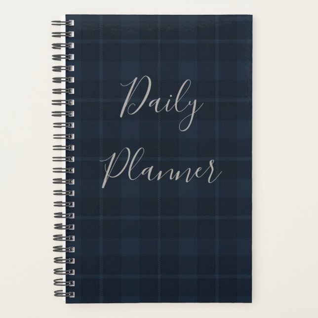 HAMbyWG - Small Daily Planner - Dark Navy  Plaid (Front)