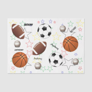 HAMbyWG Sports Balls with Stars & name - Tissue Paper