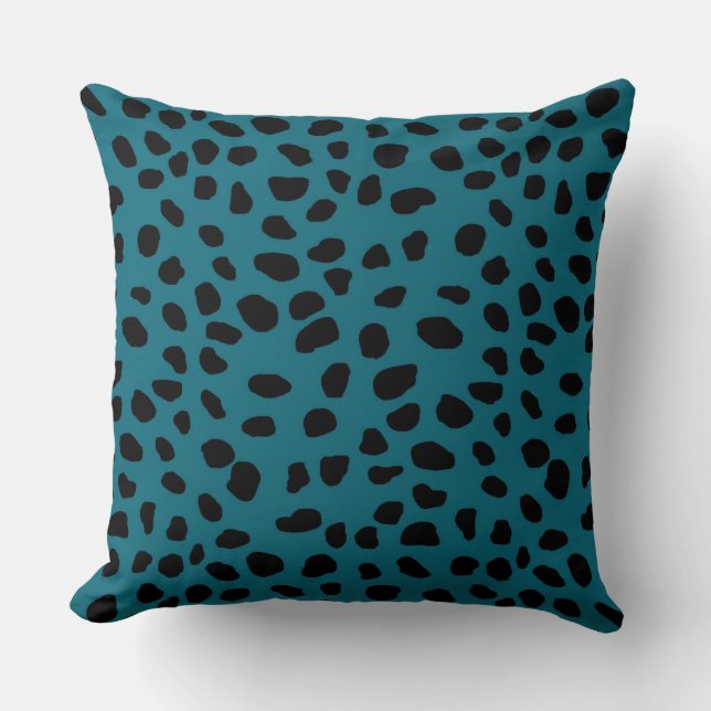 HAMbyWG Teal Blue & Black Leopard Print Cushion (Front)