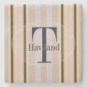 HAMbyWG Yellow & Brown Stripe Stone Coaster