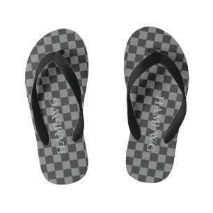 HAMbyWGlove Kid's - Flip-Flops Black Grey Chequer Flip Flops