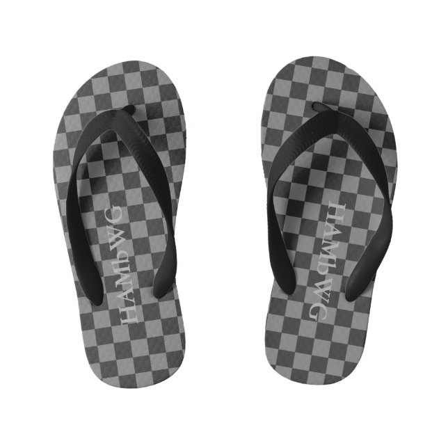HAMbyWGlove Kid's - Flip-Flops  Black Grey Chequer Flip Flops (Footbed)