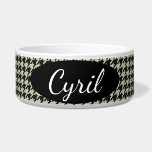 HAMbyWhiteGlove - Dog food Bowl -Black Houndstooth
