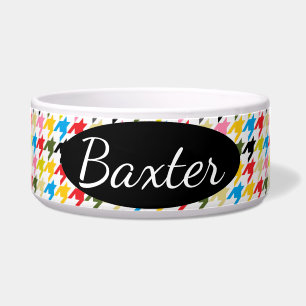 HAMbyWhiteGlove - Dog food Bowl - Houndstooth