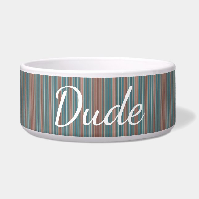 HAMbyWhiteGlove - Dog food Bowl - Teal & Rust (Front)