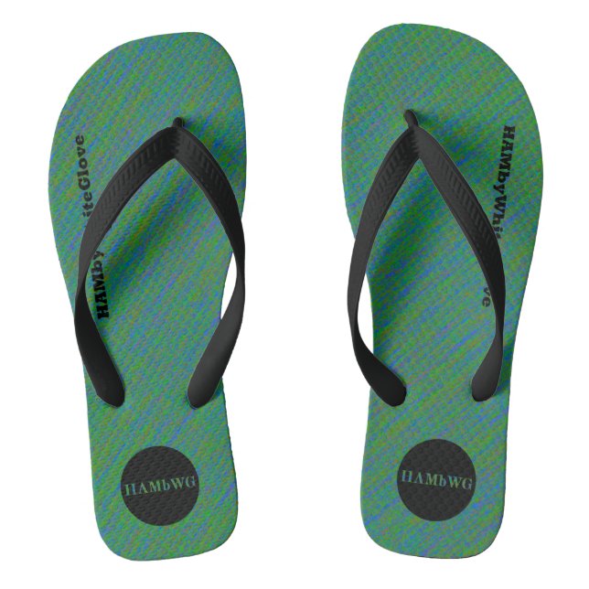 HAMbyWhiteGlove - Mens Flip-Flops - Green Mix Flip Flops (Footbed)