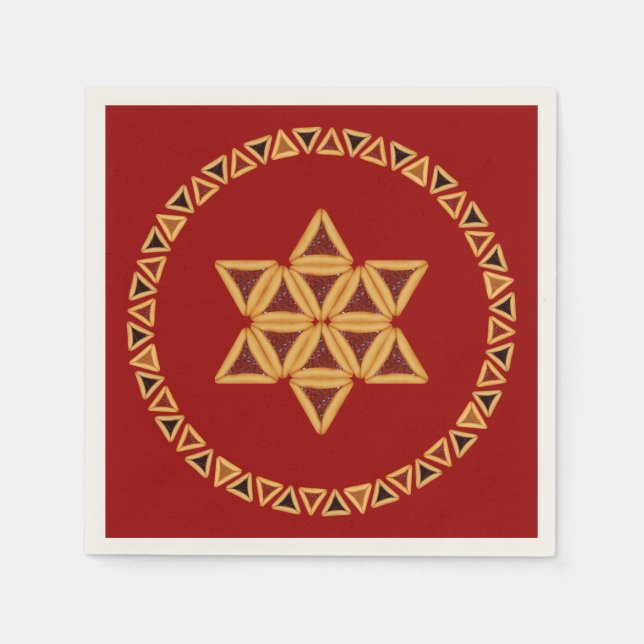 Hamentashen Star of David Paper Napkins (Front)