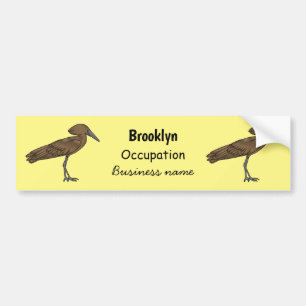 Hamerkop bird cartoon illustration bumper sticker
