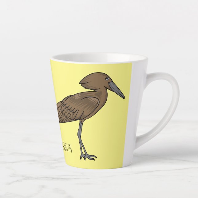 Hamerkop bird cartoon illustration latte mug (Right)