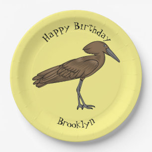 Hamerkop bird cartoon illustration paper plate