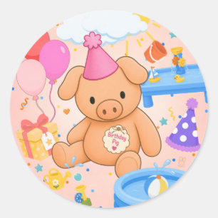 Hamhock's Pink Splashtastic! Storybook Classic Round Sticker