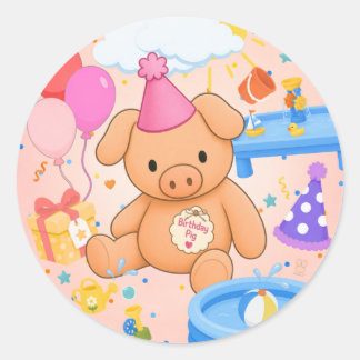 Hamhock's Pink Splashtastic! Storybook Classic Round Sticker