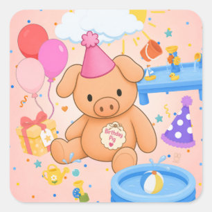 Hamhock's Pink Splashtastic! Storybook Square Sticker