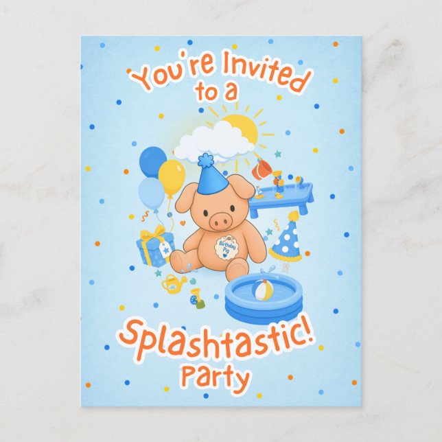 Hamhock's Splashtastic! Storybook Invitation Postcard (Front)