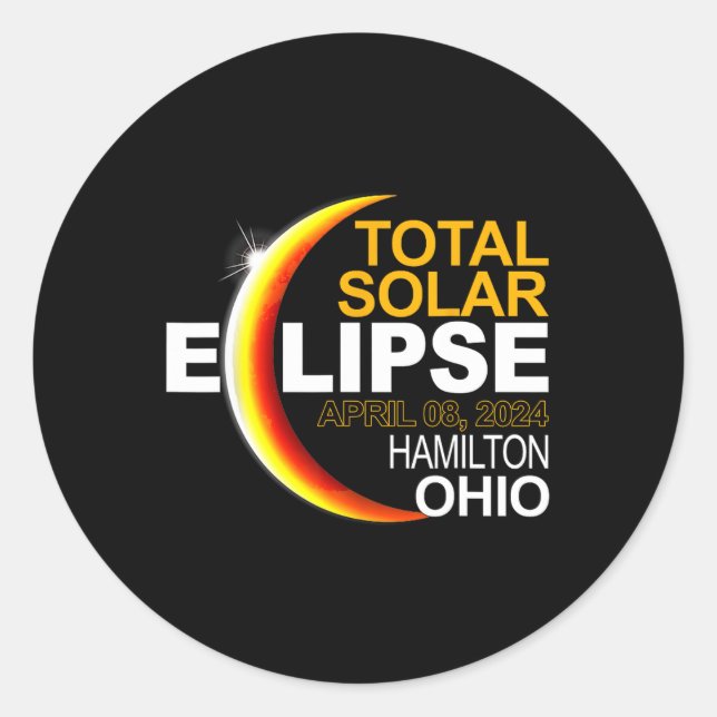 Hamilton 2024 Solar Eclipse 2024 040824 Eclipse  Classic Round Sticker (Front)