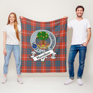 Hamilton Ancient Clan Badge Tartan Plaid Fleece Blanket