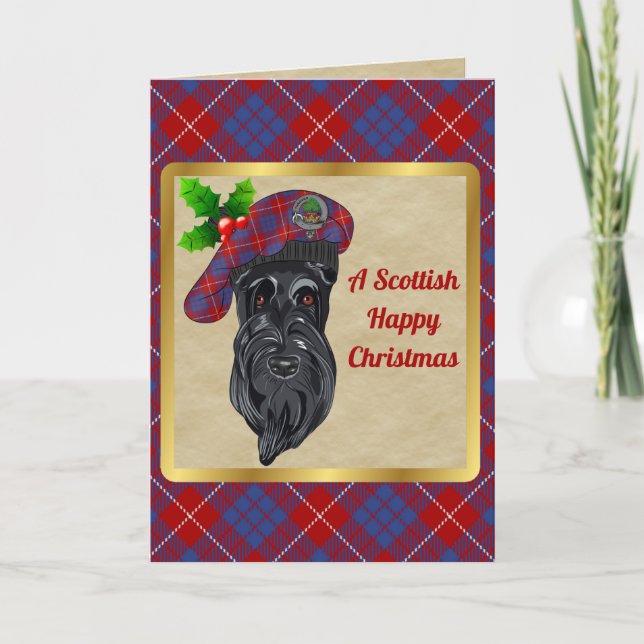 Hamilton Badge & Tartan Personalised Xmas Card (Front)