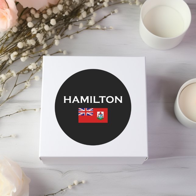 Hamilton Bermuda Country Flag Dark Colour Classic Round Sticker (Creator Uploaded)