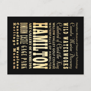 Hamilton City of Ontario Typography Art Postcard