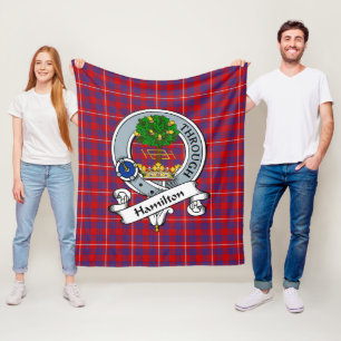 Hamilton Clan Badge Tartan Plaid Fleece Blanket