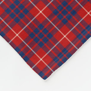 Hamilton Clan Bright Blue and Red Tartan Fleece Blanket