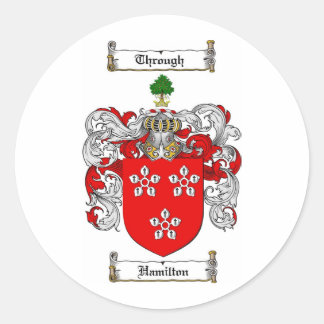HAMILTON FAMILY CREST -  HAMILTON COAT OF ARMS CLASSIC ROUND STICKER