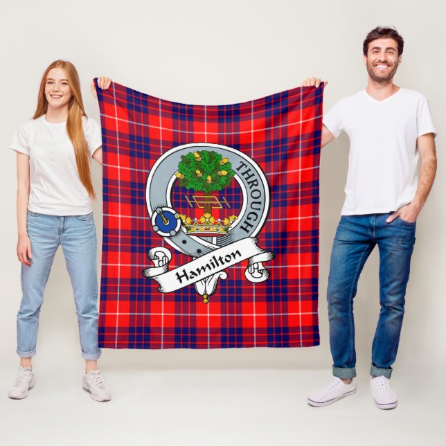 Hamilton Modern Clan Badge Tartan Plaid Fleece Blanket (In Situ)