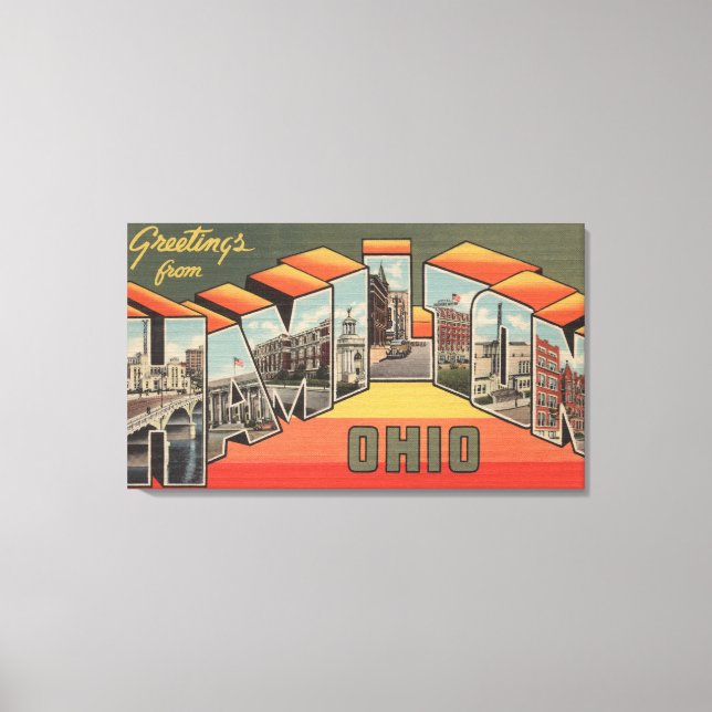 Hamilton, Ohio - Large Letter Scenes 2 Canvas Print (Front)