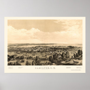 Hamilton, ON, Canada Panoramic Map - 1859 Poster