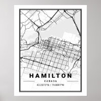 Hamilton Ontario Canada Travel City Map Poster